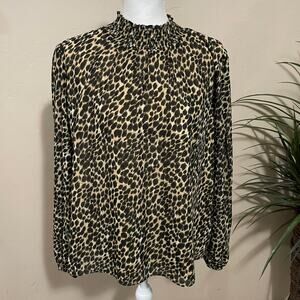 J. Crew Factory Top Womens XL Animal Print Lined Business Casual